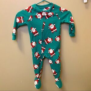 Carter’s fleece Santa footie onesie green size 18 months